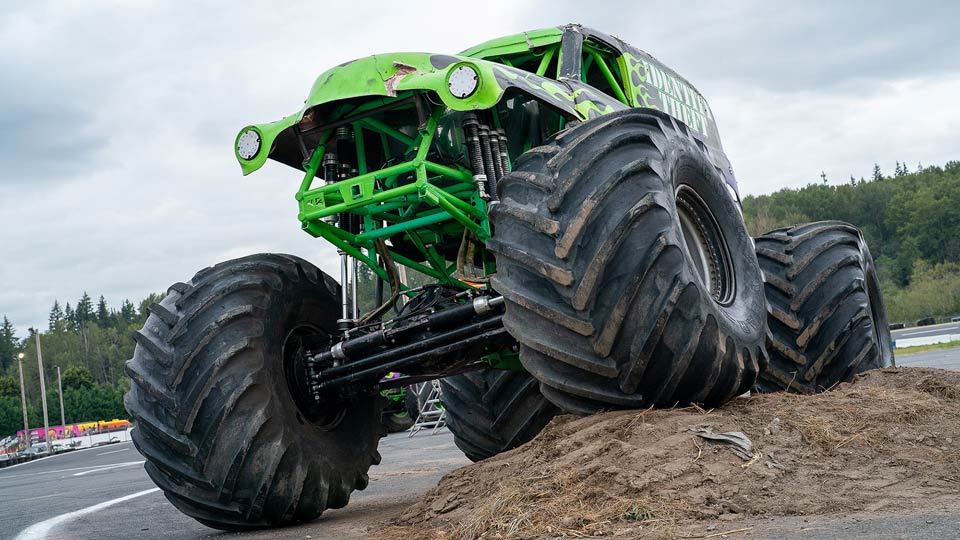 Monster Truck on a hill, green and really big
