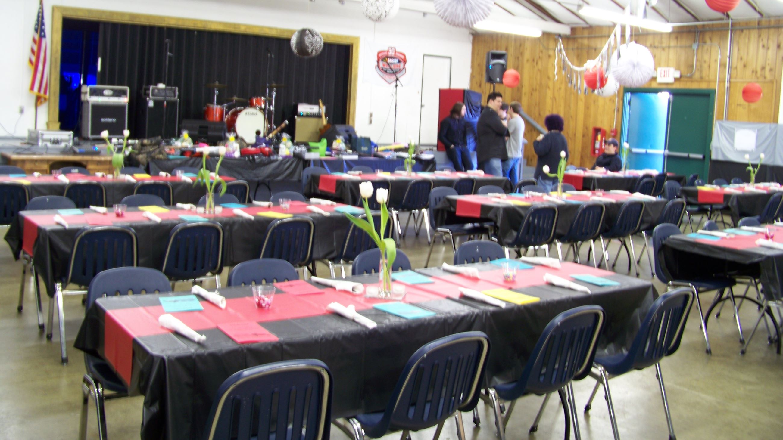 Room configured for a banquet