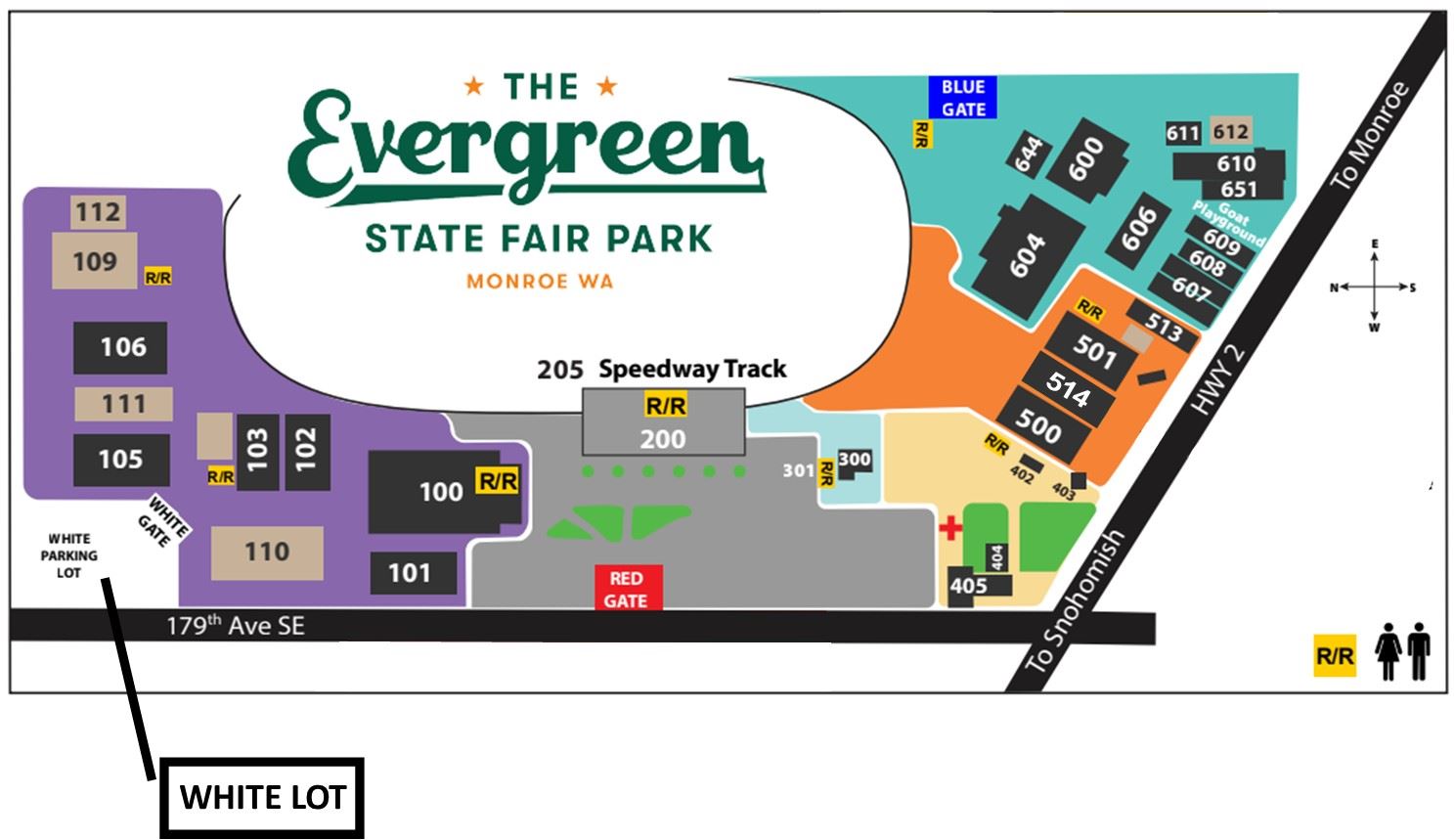 Map showing location of White Parking Lot