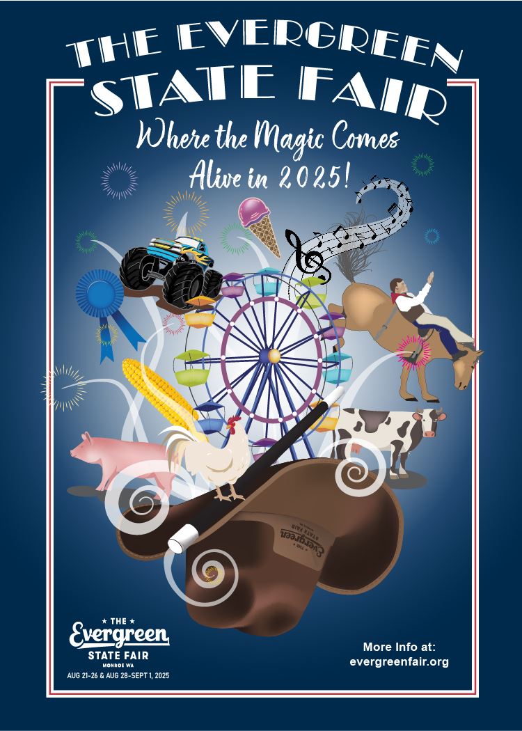 Fair theme artwork, cowboy hat with magic coming out of it. 